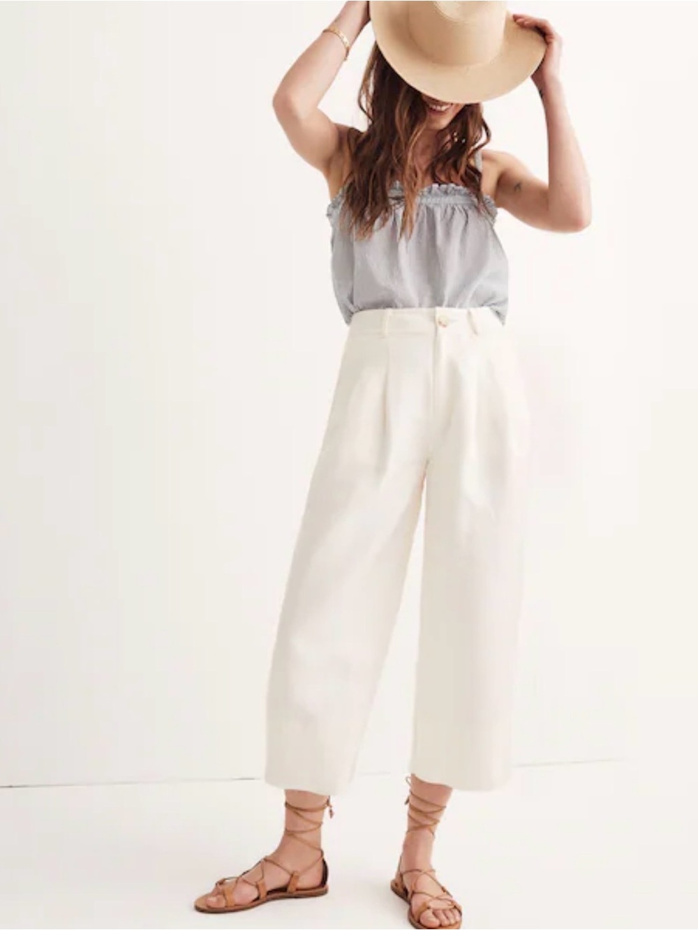 Madewell Linen Wide Leg White Pants Sz 12